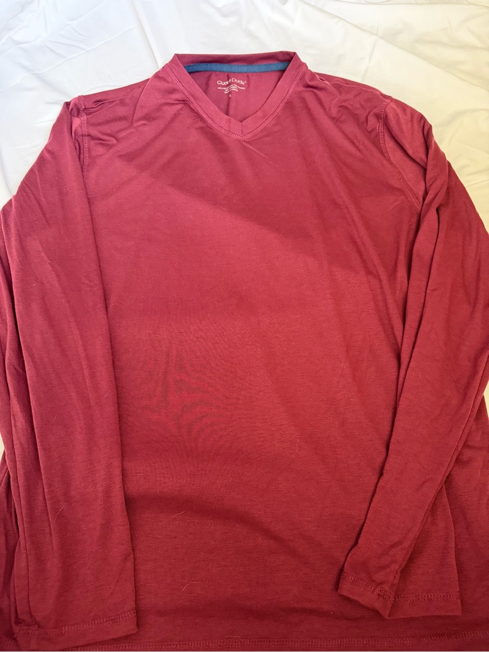 Cuddl Duds Men's Long-Sleeve V-Neck Shirt - Burgundy